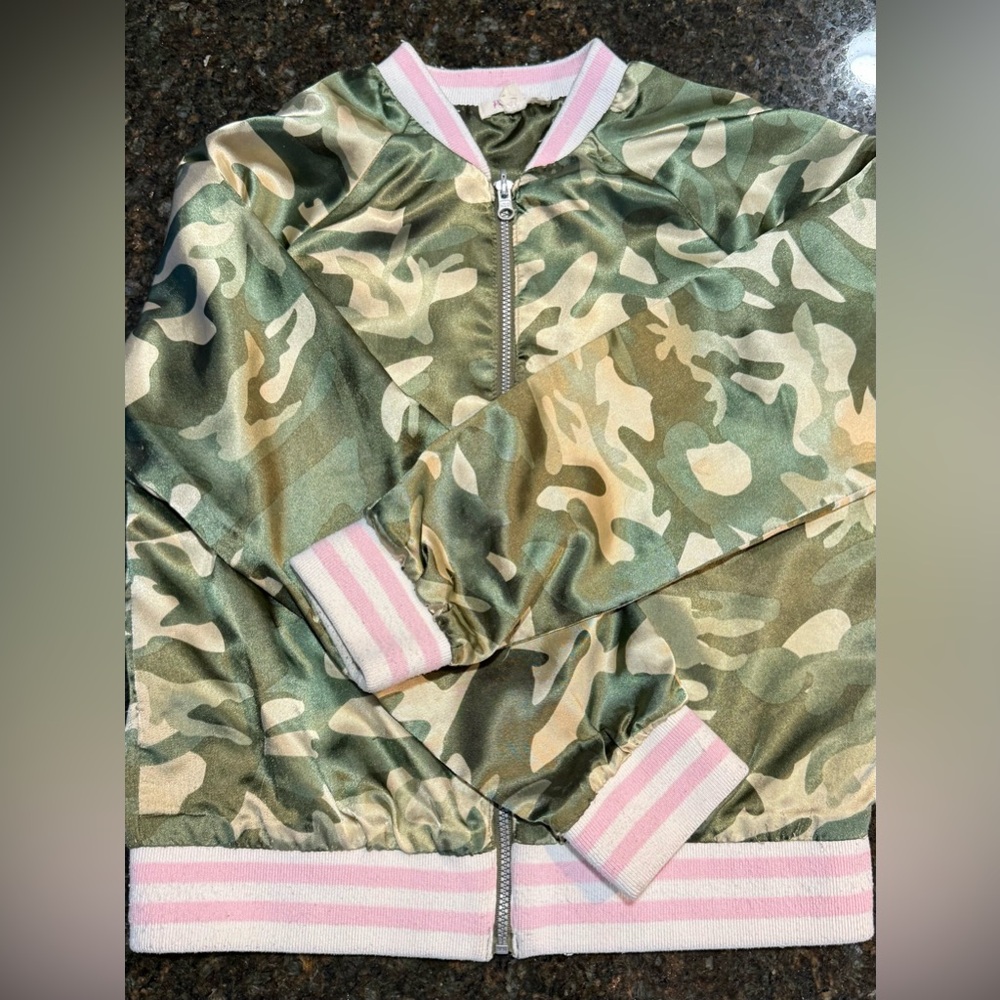 Paisley Sky Satin Jacket with Camouflage Pattern